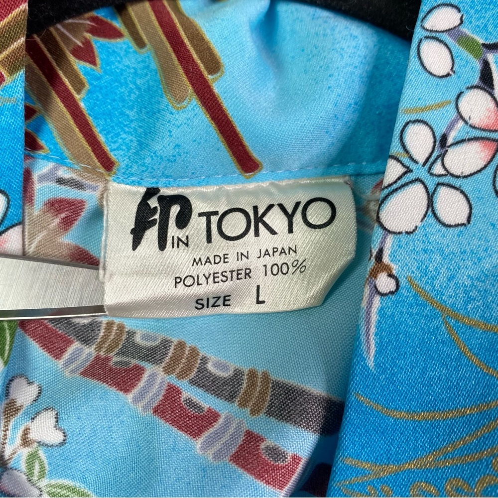 Vintage Light Blue Japanese Kimono Robe Traditional Sleeves Lg - Picture 6 of 7